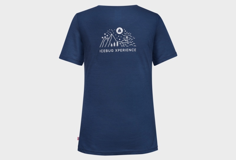 Koszulka Icebug Merino IX Damskie Niebieskie | PL-NWUVDH351